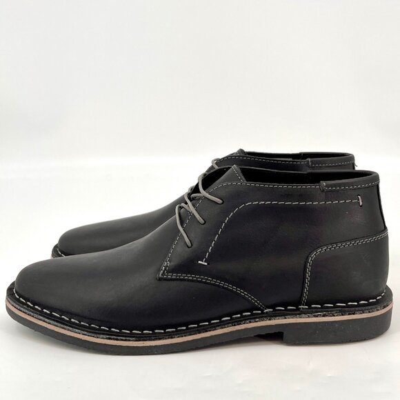 Steve Madden Harken Chukka Boots Size 8 Black Leather Upper Lace-Up - Picture 2 of 13